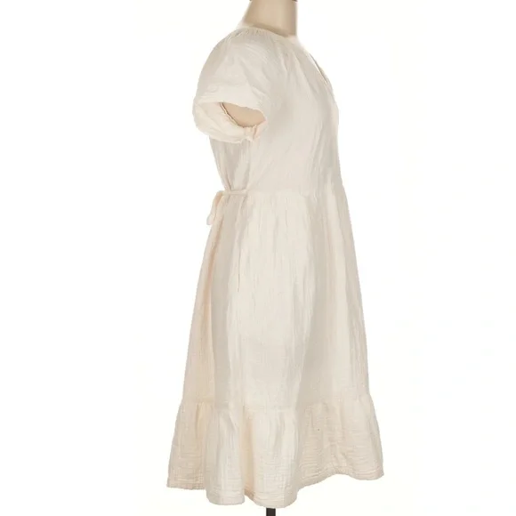 Pact Coastal Double Gauze Breezy Dress Ivory XS - Picture 7 of 12